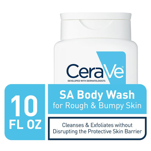 CeraVe Body Wash with Salicylic Acid, Fragrance Free Body Wash to Exfoliate Rough and Bumpy Skin, Allergy Tested, 10 Ounce