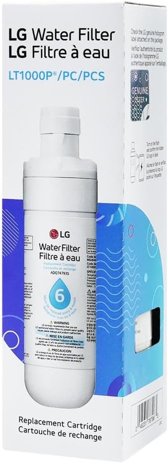 LG LT1000P - 6 Month / 200 Gallon Capacity Replacement Refrigerator Water Filter (NSF42, NSF53, and NSF401) ADQ74793501, ADQ75795105, AGF80300704, or AGF80300705 White