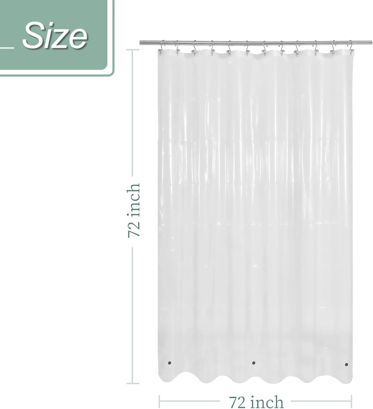 Mrs Awesome Clear Shower Curtain Liner with 3 Magnets, 72x72 Premium Flexible Sturdy Plastic Shower Curtain for Bathroom Lightweight, Waterproof, Clear