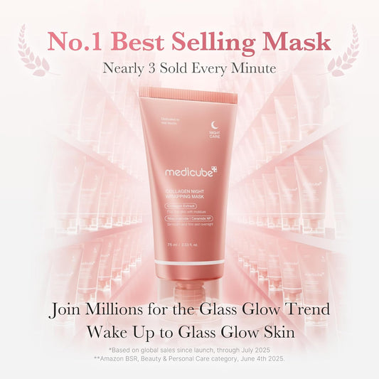 medicube Wrapping Mask Collagen Overnight Peel Off Facial Mask | Elasticity & Hydration Care, Reduces Sagging & Dullness | Hydrolyzed Collagen For Glowing Skin | Korean Skin Care, 2.53 fl.oz