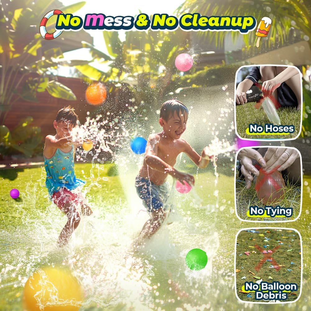 12Pcs Reusable Water Balloons, Pool Beach water Toys for Boys and Girls, Outdoor Summer Toys for Kids Ages 3-12