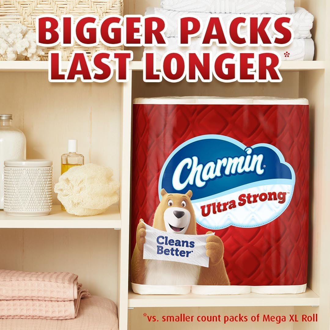 Charmin Ultra Strong Clean Touch Toilet Paper, 24 Family Mega Rolls = 120 Regular Rolls