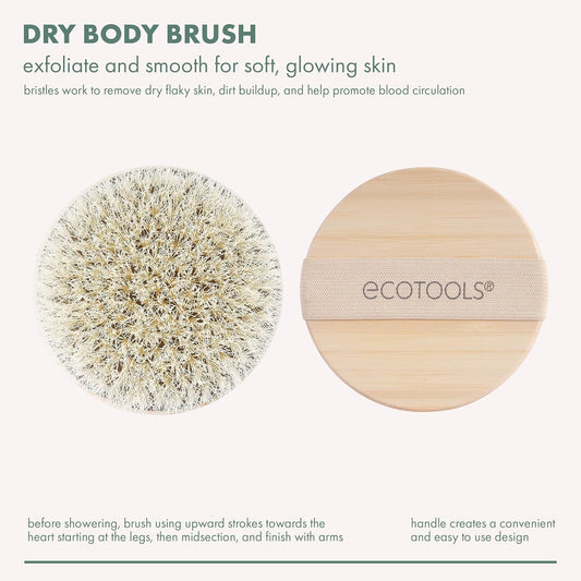 EcoTools Dry Body Brush, Cruelty-Free Bristles Exfoliate & Smooth Skin, Dry Brushing Removes Flaky Skin, May Help Improve Circulation & Tone, Eco-Friendly Skincare Tool, Vegan & Cruelty-Free, 1 Count