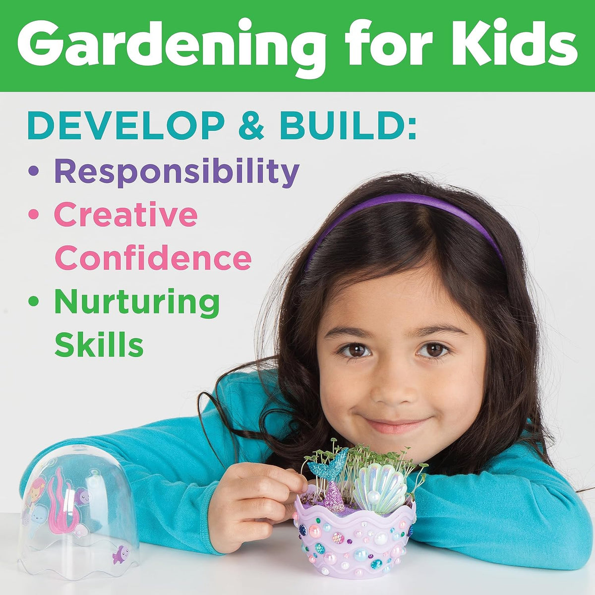 Creativity for Kids Mini Garden: Mermaid Terrarium Kit - Mermaid Gifts for Girls, Crafts and Toys, Stocking Stuffers for Kids (Ages 6+)