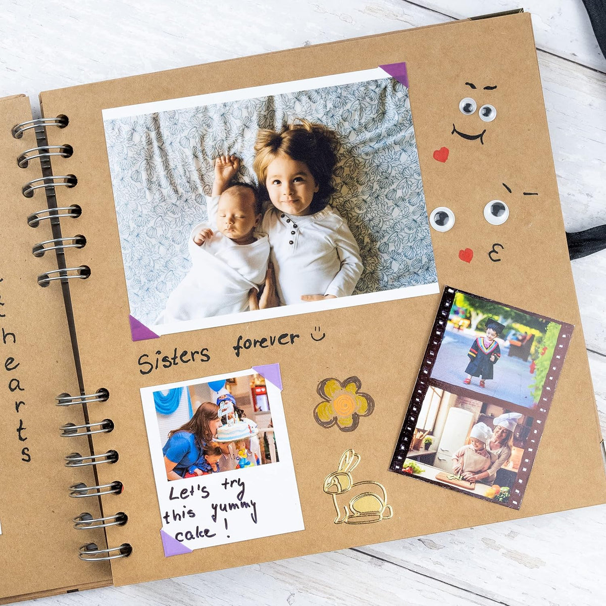 Bstorify Scrapbook Album 60 Pages (8 x 8 Inch) Brown Thick 200gsm Kraft Paper, Photo Album Scrapbook, Memory Book - Ideal for Your Scrapbooking Albums Art & Craft Projects