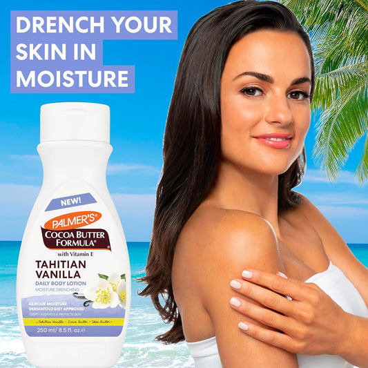 Palmer's Cocoa Butter Formula Tahitian Vanilla Body Lotion, 8.5 Oz, Daily Moisturizing Lotion for Dry Skin with Shea Butter & Vitamin E, Hydrates & Protects, Helps Provide 48-Hour Deep Moisture