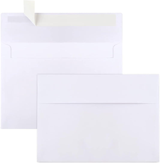 50 Packs 5x7 Envelopes, White A7 5x7 Envelopes for Invitations, Printable, Self Seal for Weddings, Photos, Postcards, Greeting Cards, Mailing