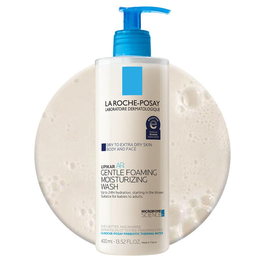La Roche-Posay Lipikar AP+ Gentle Foaming Moisturizing Wash, Shea Butter + Niacinamide + Glycerin, Moisturizing Body Wash For Dry Skin, National Eczema Association Accepted, Dermatologist Tested