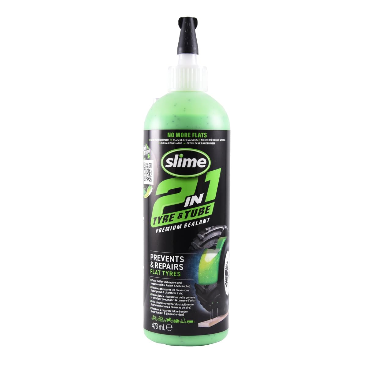 Slime 10193 Tire and Tube Sealant Puncture Repair Sealant, 2-in-1, Premium, Prevent and Repair, Suitable for Non-Highway Tires and Tubes, Non-Toxic, Eco-Friendly, 16oz Bottle