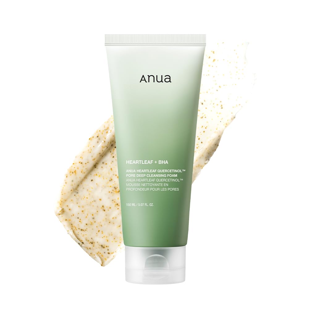 Anua Heartleaf Quercetinol Pore Deep Cleansing Foam, Face wash for Pore Refining Cleanser, Hydrating Daily Facial Cleanser For Double Cleansing, Gentle Foaming with BHA, Korean Skincare, 5.07 fl.oz.