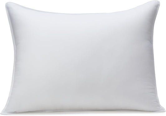 Amazon Basics Down Alternative Pillow for Back Side Sleepers, Medium Density, Standard Size, 26" x 20", 2-Pack, White