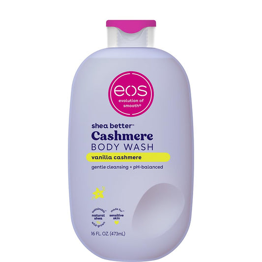 eos Body Wash, Vanilla, Moisturizing Creamy Gel Formula with Shea Butter, Glycerin, Vitamin E, pH Balanced, Sensitive Skin, Vegan, 16 fl oz