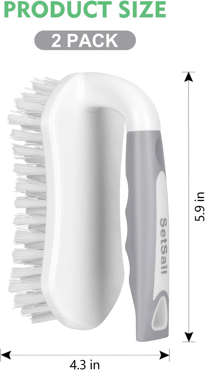 SetSail Scrub Brush, Heavy-Duty Scrub Brushes for Cleaning with Stiff Bristles Cleaning Brush for Shower, Bathroom, Carpet, Kitchen and Bathtub Scrubber - 2 Pack