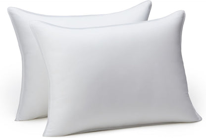 Amazon Basics Down Alternative Pillow for Back Side Sleepers, Medium Density, Standard Size, 26" x 20", 2-Pack, White