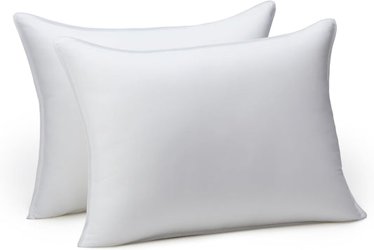 Amazon Basics Down Alternative Pillow for Back Side Sleepers, Medium Density, Standard Size, 26" x 20", 2-Pack, White