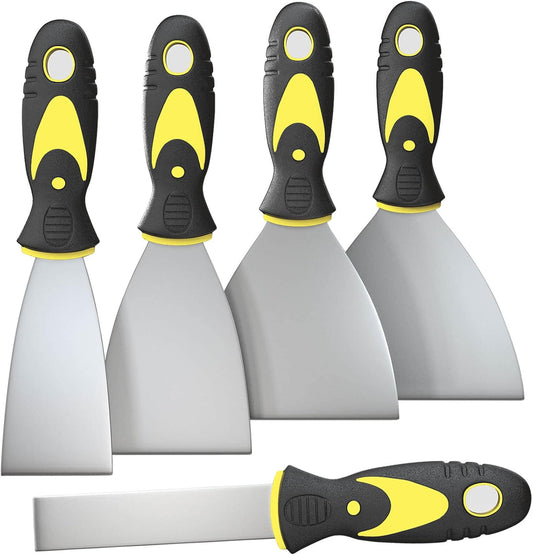 Rerdeim 5Pcs Putty Knife, Set, 1" 2" 3" 4" 5" Scraper, Spackle Knife, Paint Scraper, Scraper Tool, No Rusting, Perfect For Repairing Drywall, Removing Wallpaper, Mud, Plaster Scraping