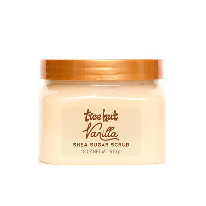 Tree Hut Vanilla Shea Sugar Scrub, Exfoliating & Hydrating Body Scrub with Shea Butter & Essential Oils, Smooth Skin, For All Skin Types, Vegan, 18 oz