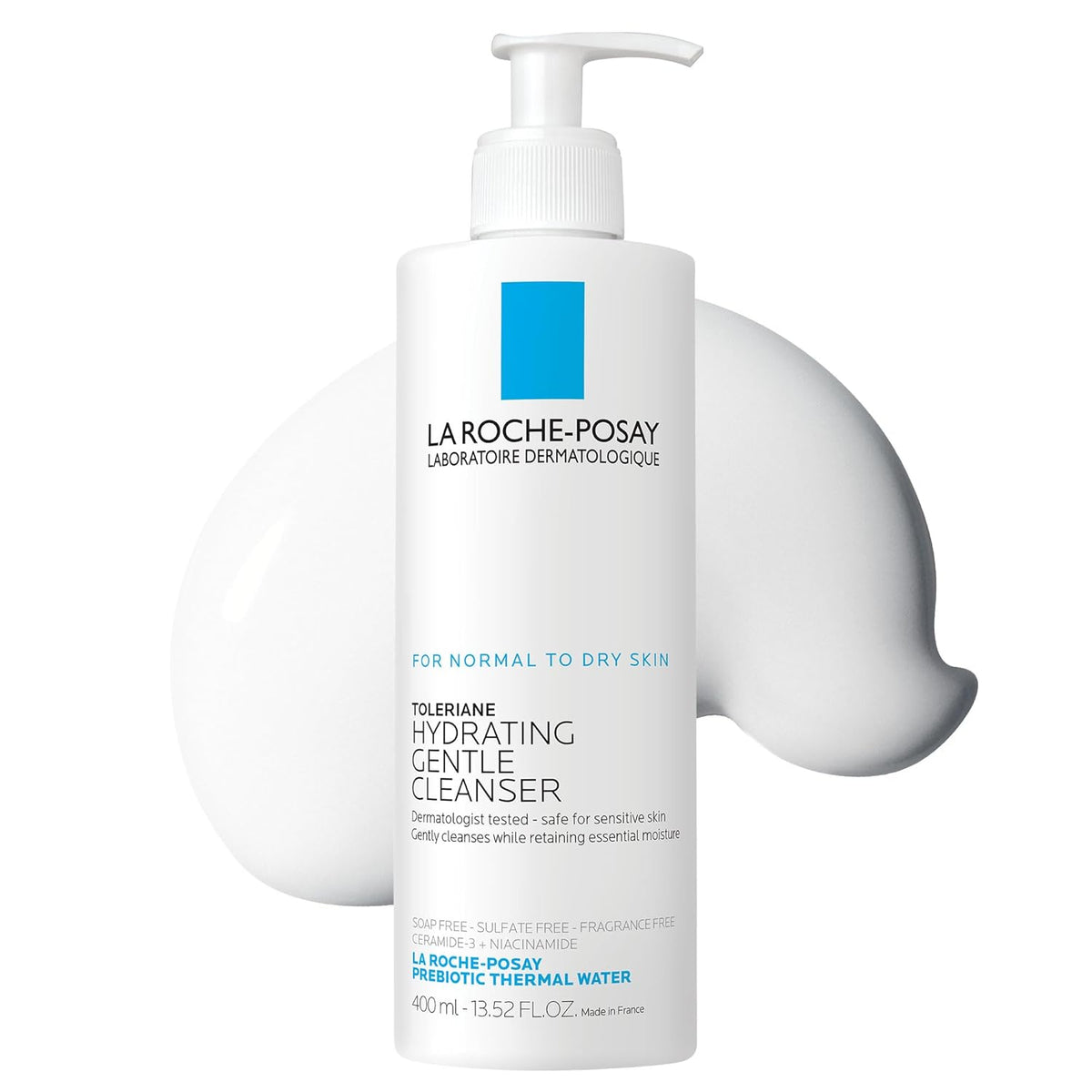 La Roche-Posay Toleriane Hydrating Gentle Face Cleanser, Hydrating Facial Cleanser With Niacinamide + Ceramides, Daily Face Wash For Dry Skin To Normal Skin, Sensitive Skin Tested, Fragrance Free