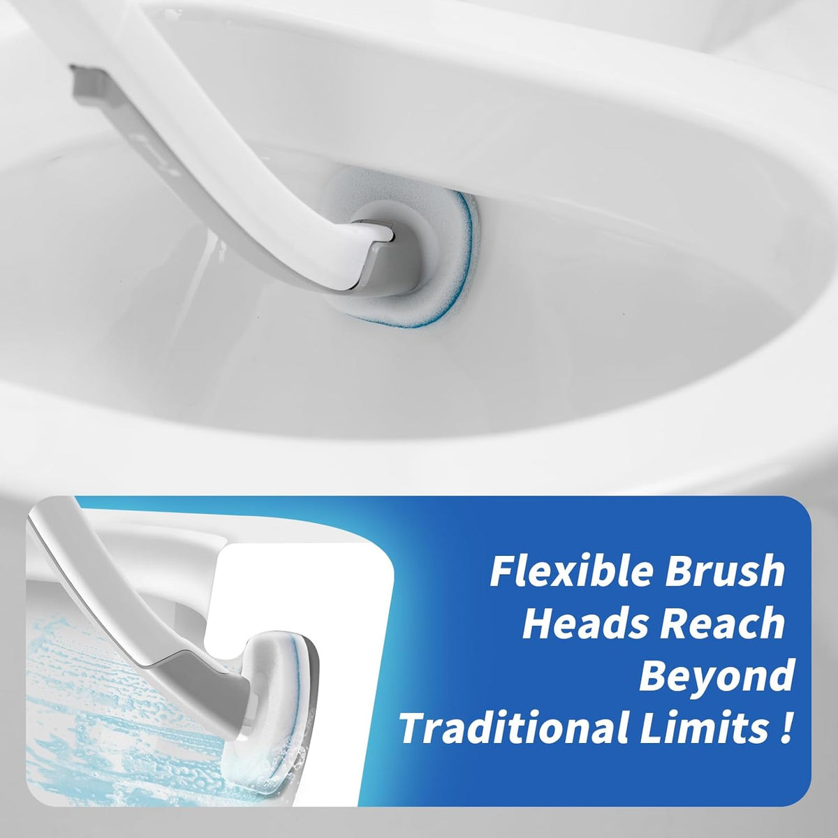 oshang Disposable Toilet Brush - Toilet Bowl Cleaner, Toilet Cleaning Supplies, Toilet Brush with Holder, 14 Refills for Deep Cleaning and Hygienic Bathroom Maintenance