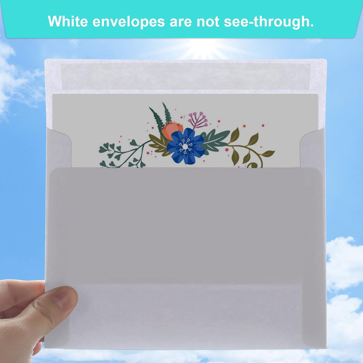 50 Packs 5x7 Envelopes, White A7 5x7 Envelopes for Invitations, Printable, Self Seal for Weddings, Photos, Postcards, Greeting Cards, Mailing