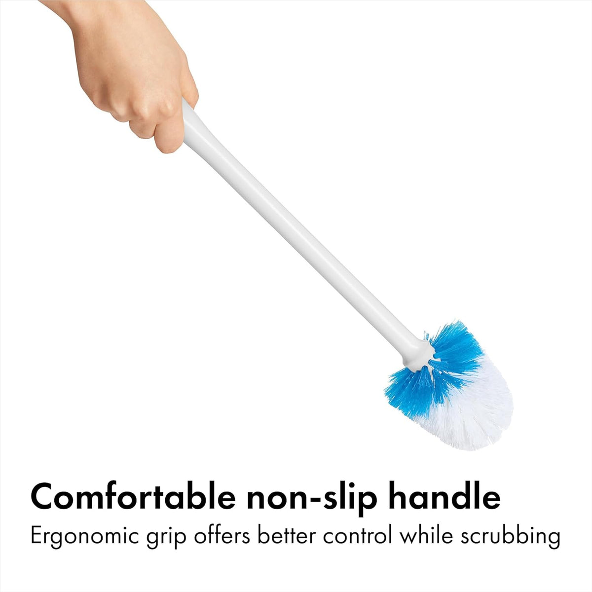 OXO Good Grips Compact Toilet Brush & Canister, Toilet Bowl Brush and Holder with Automatic Canister Door, Bathroom and Small Spaces Cleaning Supplies Essential