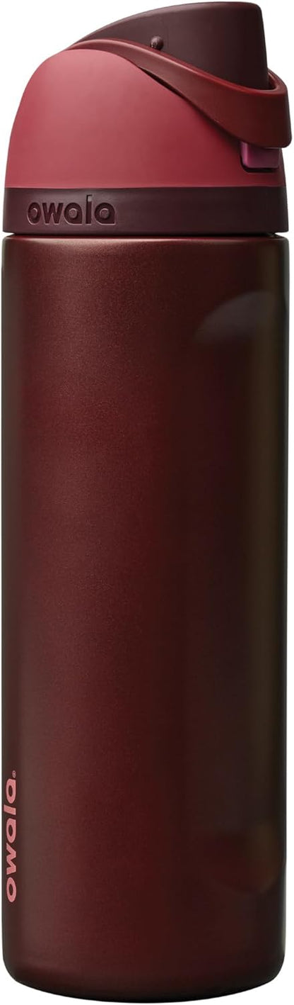 Owala FreeSip Insulated Stainless Steel Water Bottle with Straw, BPA-Free Sports Water Bottle, Great for Travel, 24 Oz, Black Cherry