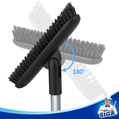 MR.SIGA Heavy Duty Grout Scrub Brush with Long Handle, Shower Floor Scrubber for Cleaning, Tile Scrub Brush with Stiff Bristles