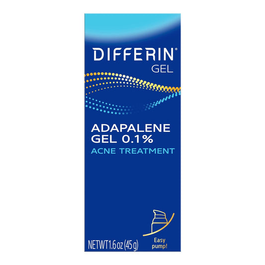 Differin Acne Treatment Gel, 90 Day Supply, Retinoid Treatment for Face with 0.1% Adapalene, Gentle Skin Care for Acne Prone Sensitive Skin, 45g Pump (Packaging May Vary)