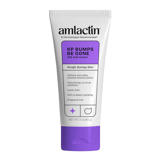 AmLactin KP Bumps Be Gone - Therapeutic Body Cream for Keratosis Pilaris - No-Scrub Exfoliator and Body Moisturizer for Dry Skin with 15% Lactic Acid AHA, 3 oz (Packaging May Vary)