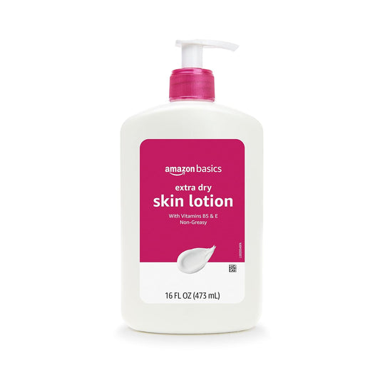Amazon Basics Body Lotion For Dry Skin with Vitamins B5 & E, Clean Scent, 16 fl oz (Previously Solimo)