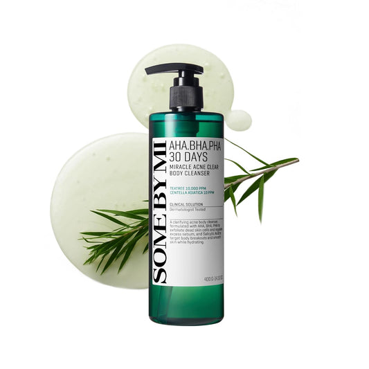 SOME BY MI AHA BHA PHA 30 Days Miracle Acne Clear Body Cleanser 13.5oz – Salicylic Acid & Tea Tree Acne Body Wash – Deep Cleansing, Sulfate & Paraben Free Korean Skin care