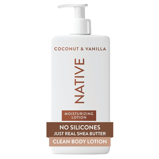 Native Body Lotion, Coconut & Vanilla, 48-Hour Hydration for Dry & Sensitive Skin, Made with Plant-Based Moisturizers like Shea Butter, Silicone & Paraben Free, 16.5 fl oz