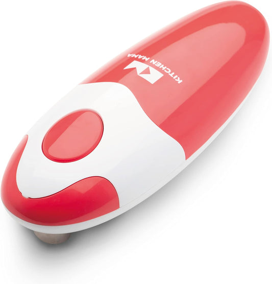 Kitchen Mama Auto Electric Can Opener: Open Your Cans with A Simple Press of Button - Automatic, Hands Free, Smooth Edge, Battery Operated, YES YOU CAN (Red)