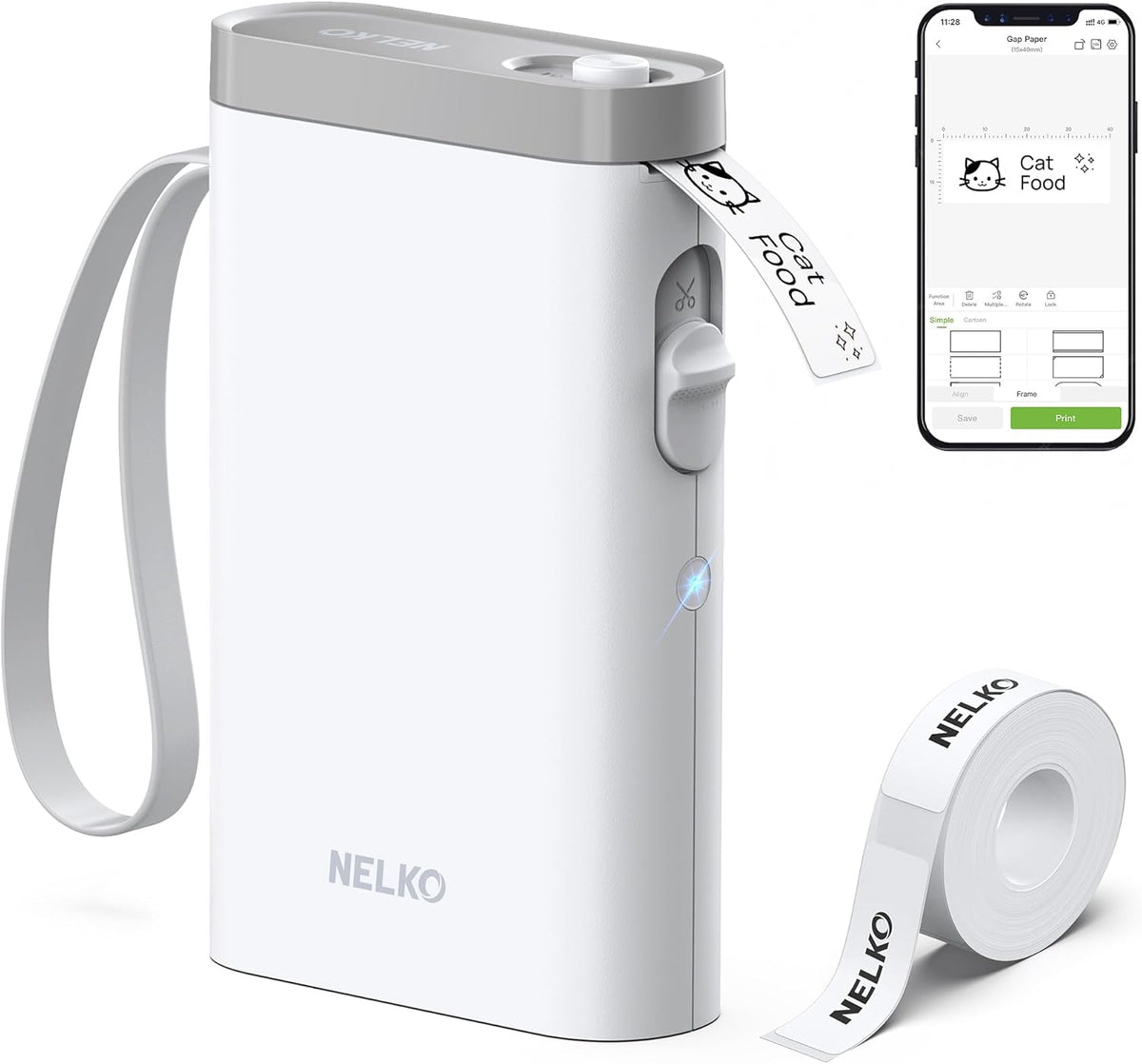 Nelko Label Maker Machine with Tape, P21 Bluetooth Label Printer, Wireless Mini Label Makers with Multiple Templates for School Office Home, White