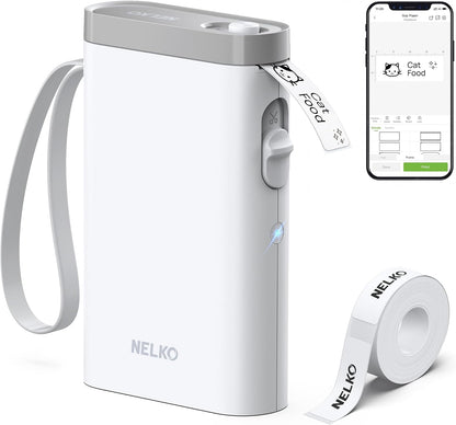 Nelko Label Maker Machine with Tape, P21 Bluetooth Label Printer, Wireless Mini Label Makers with Multiple Templates for School Office Home, White