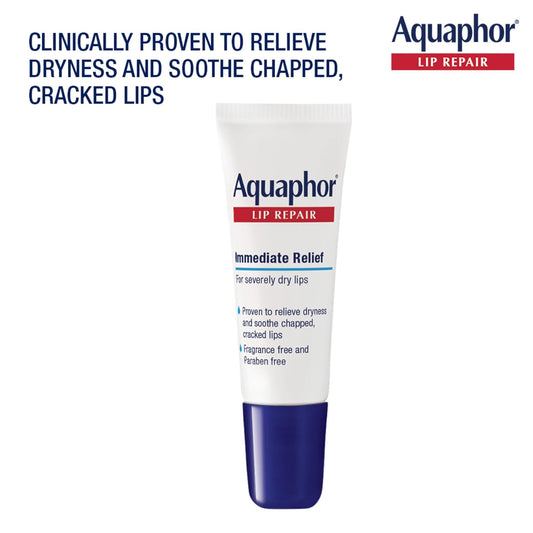 Aquaphor Lip Repair Ointment, Moisturizing Lip Balm Pack, Relieves Dryness, 0.35 Tube, Pack of 2