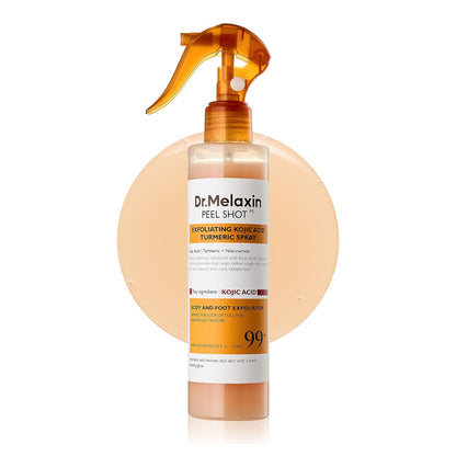 Dr.Melaxin Body Keratin Care Kojic Acid Turmeric Spray with AHA & PHA, Gentle Body Brightening & Exfoliating Peeling Solution for Dead Skin Cells & Texture, Korean Skincare, 6.76 fl.oz