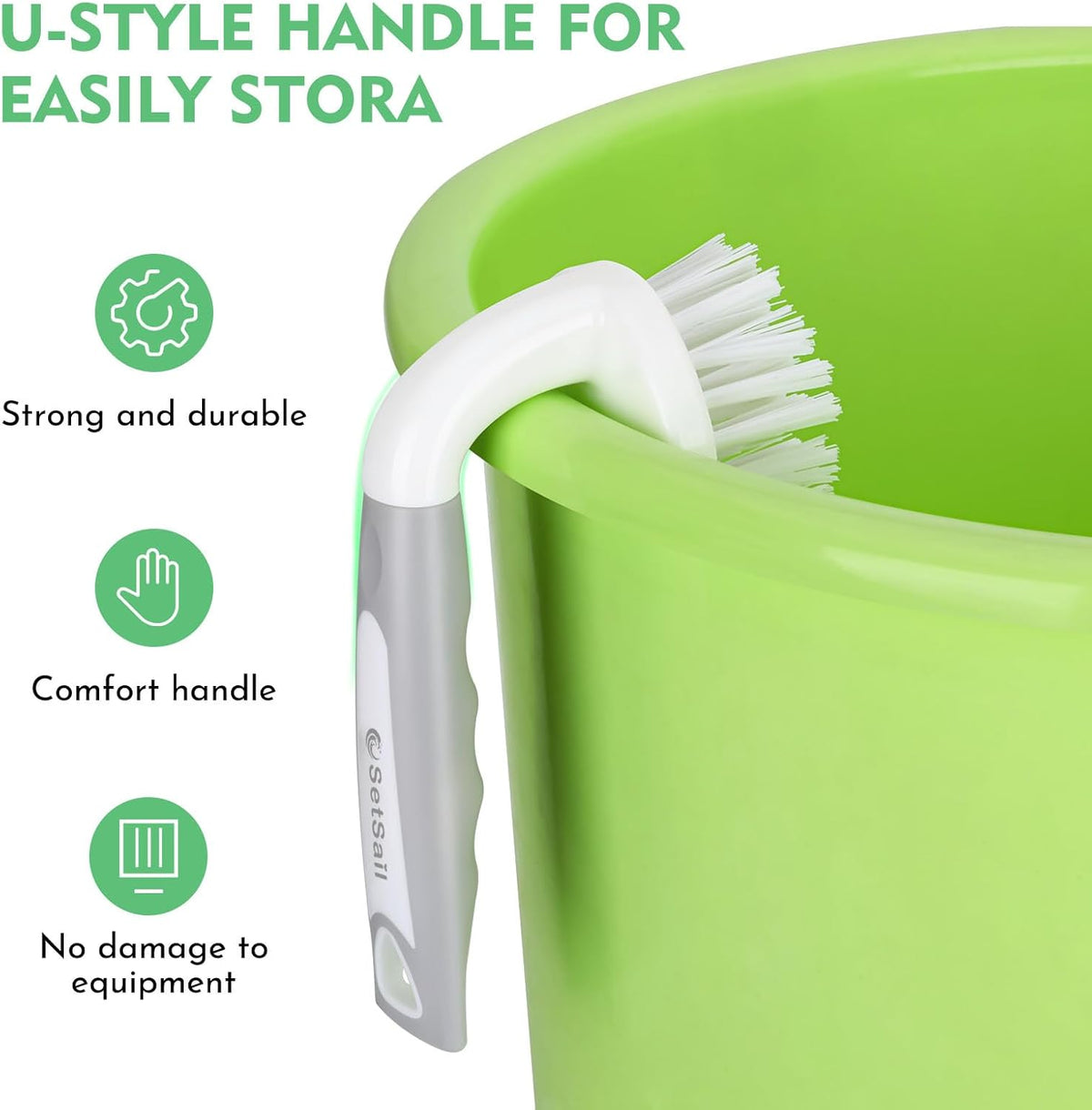 SetSail Scrub Brush, Heavy-Duty Scrub Brushes for Cleaning with Stiff Bristles Cleaning Brush for Shower, Bathroom, Carpet, Kitchen and Bathtub Scrubber - 2 Pack