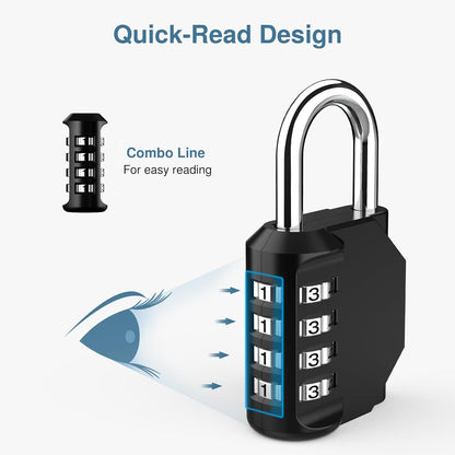 Puroma 2 Pack Combination Lock for Locker 4 Digit Outdoor Waterproof Padlock for School, Gym, Sports, Fence, Toolbox, Gate, Case, Outdoor, Hasp Storage (Black)