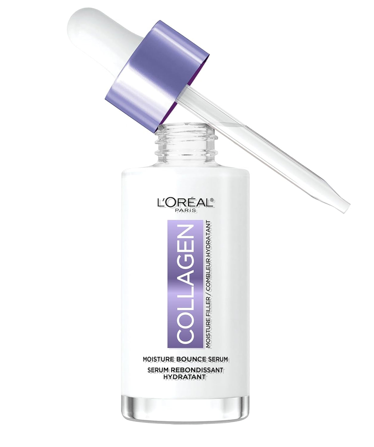 L'Oreal Paris Collagen Moisture Filler Moisture Bounce Face Serum, Glow Serum with Collagen, Glycerin, and Squalane for Bouncy, Radiant, Hydrated Skin, Includes Sample