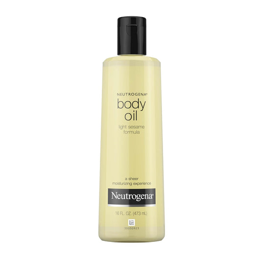 Neutrogena Body Oil Light Sesame Formula, 16 fl oz, Radiant Glow Moisturizer for Dry Skin, Bath & Shower Oil For Smooth and Hydrated Skin