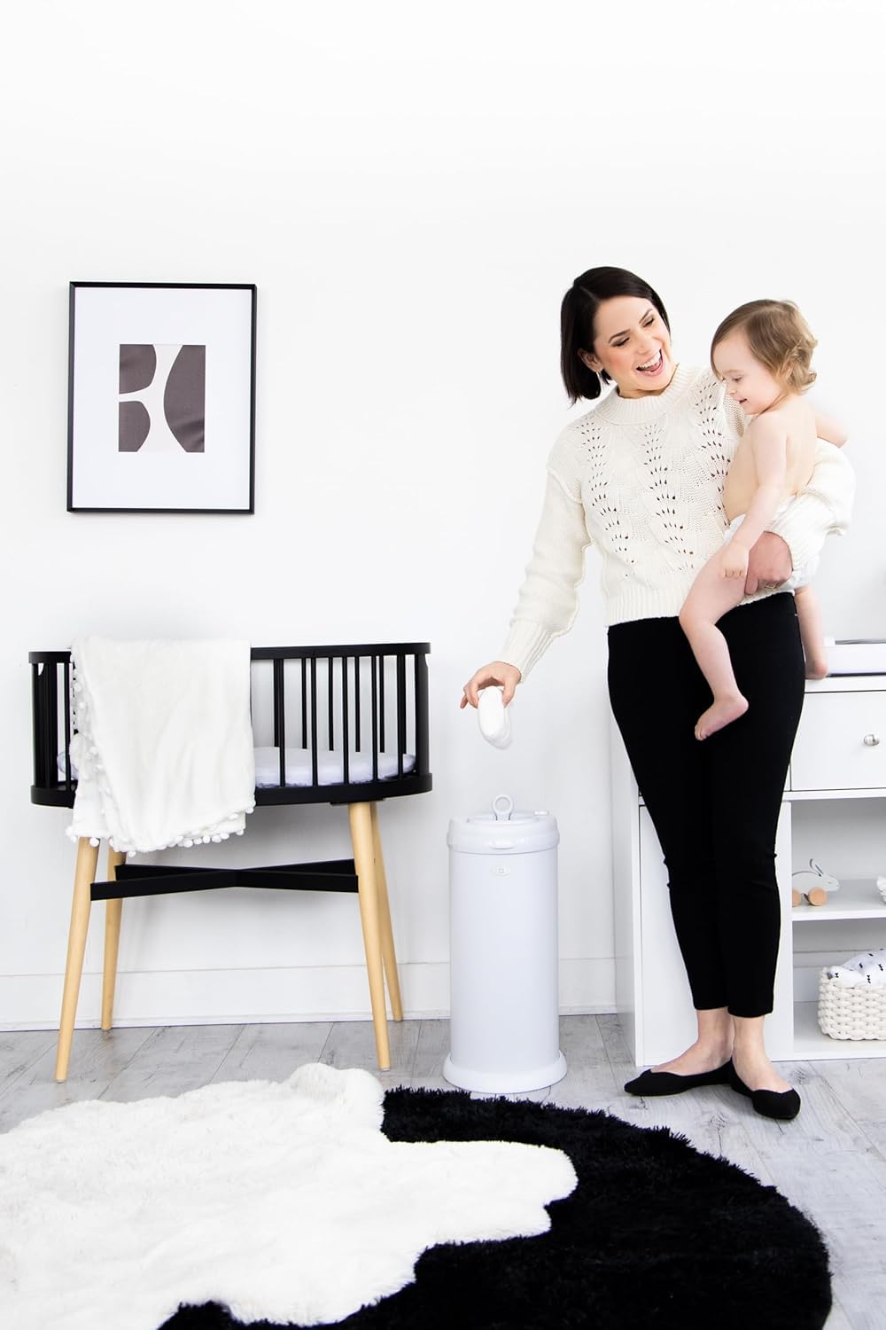 Ubbi Steel Diaper Pail, Odor Locking, No Special Bag Required, Award-Winning, Registry Must-Have, White