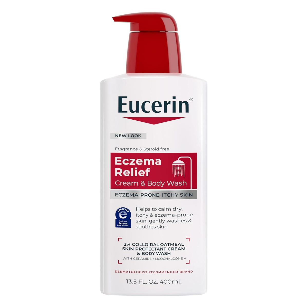 Eucerin Eczema Relief Cream Body Wash, Eczema Body Wash with Colloidal Oatmeal, Ceramide-3 and Licorice Root Extract, 13.5 Fl Oz Bottle