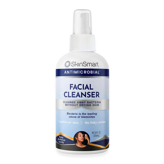 SkinSmart Antimicrobial Facial Cleanser for Breakouts & Blemishes; Hypochlorous Acid Formula Targets Bacteria to Reduce Skin Irritation and Flush Pores Clean, 8 oz Spray, All Ages & All Skin Types