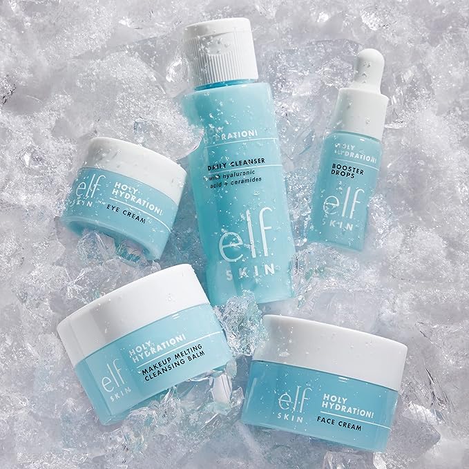 e.l.f. SKIN Holy Hydration! Hydrated Ever After Skincare Mini Kit, Cleanser, Makeup Remover, Moisturizer & Eye Cream For Hydrating Skin, Airplane-Friendly Sizes