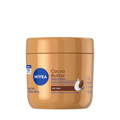 NIVEA Cocoa Butter Body Cream with Deep Nourishing Serum, Cocoa Butter Cream for Dry Skin, 16 Ounce Jar