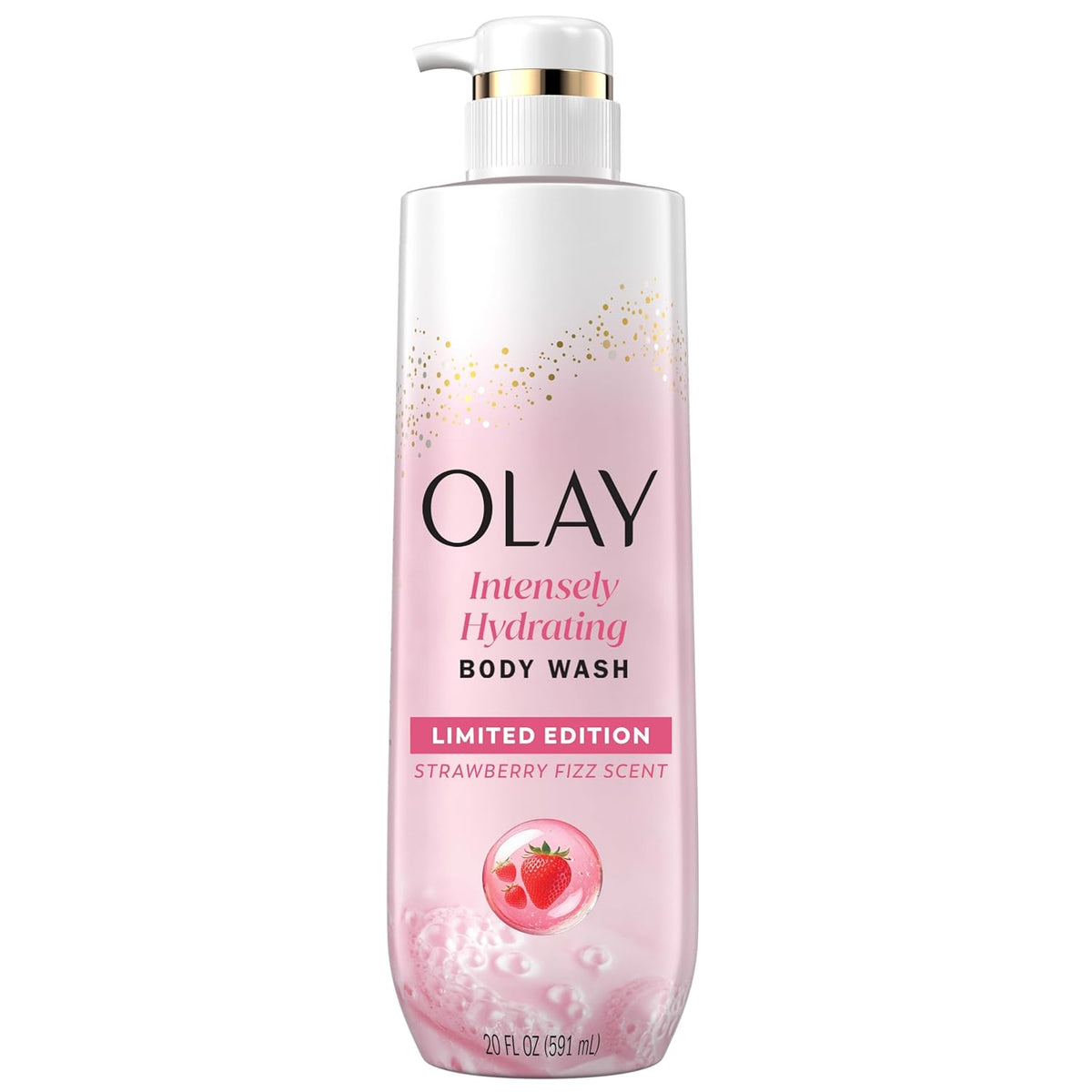 Olay Body Wash for Women, Intensely Hydrating, Pro-Hyaluronic Acid Serum Complex, Renews Moisture, Vitamin B3 Lameller Technology, For All Skin Types, Strawberry Summer Fizz Scent, 20 fl oz