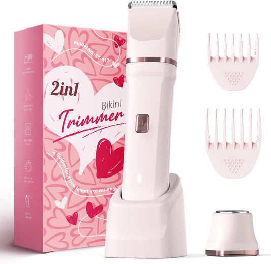 Risina Bikini Trimmer for Women - Painless Electric Razors for Silk Skin,Cordless Body Shaver for Trip,Replaceable Lady Facial Razor, IPX7 Waterproof&Easy Cleaning, Ceramic Blade, Gifts for Women