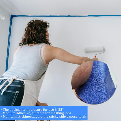 4 Rolls Premium Painters Tape, Blue Tape, Masking Tape, Paint Tape for Multi-Purpose, Painting, Painter's, DIY Crafts Arts (88yd =0.94IN*22yd*4) Decoration Labeling No Residue, Easy Removal