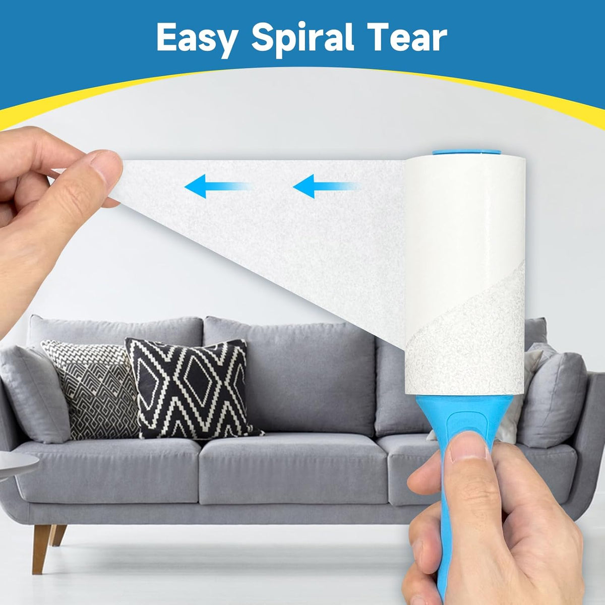 Swihauk 600 Sheets Extra Sticky Lint Rollers for Pet Hair, Easy Spiral Tear Lint Roller for Clothes with Ergonomic Handle, Multipurpose Lint Remover for Furniture, Carpet, Car Seat